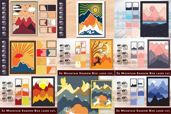 Download 3d Mountain Shadow Box Laser Cut Bundle - Mountain shadow box Collection