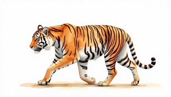 Download A Photorealistic Tiger Walking on a Whit - Photorealistic Collection