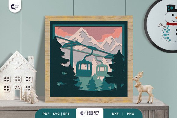Download Winter Mountain Shadow Box SVG - Mountain shadow box Collection