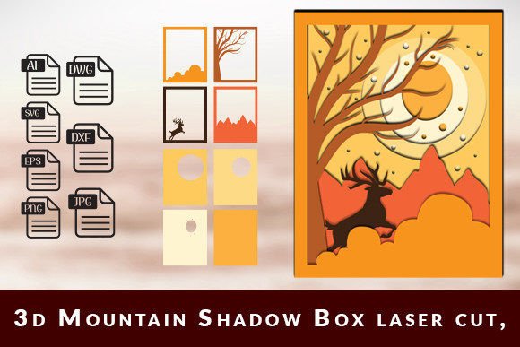 Download 3d Mountain Shadow Box Laser Cut - Mountain shadow box Collection