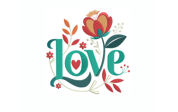 Download Elegant Floral LOVE Embroidery Design - Premium Resources