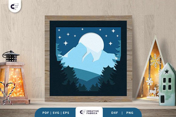 Download Snowy Winter Mountain Shadow Box - Mountain shadow box Collection