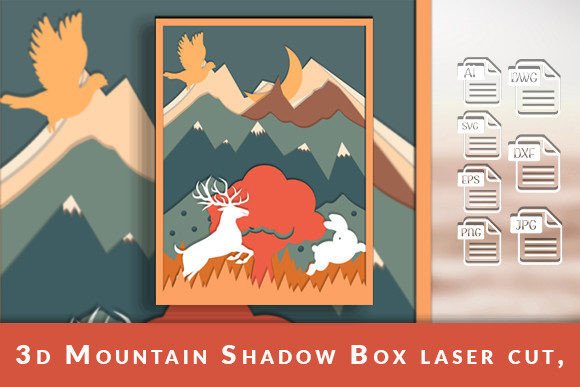 Download 3d Mountain Shadow Box Laser Cut Svg - Mountain shadow box Collection