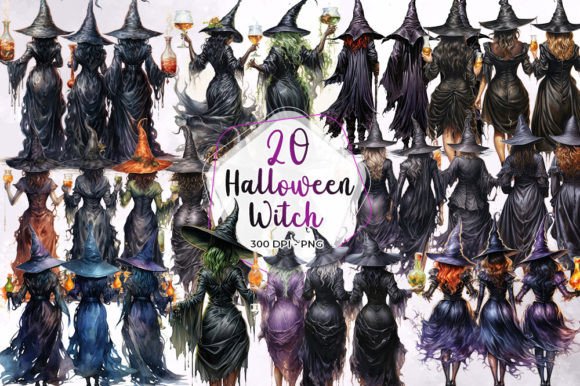 Download Back View Halloween Witch Clipart - View Collection