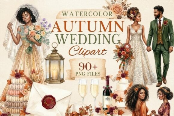 Download Black Autumn Wedding Clipart PNG Bundle - Premium Resources