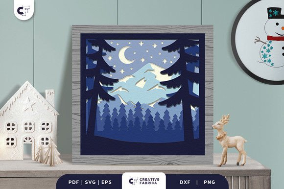 Download Snowy Winter Mountain Shadow Box - Mountain shadow box Collection