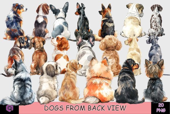 Download Dogs from Back View Clipart Bundle - View Collection
