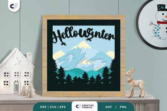 Download Winter Mountain Shadow Box SVG - Mountain shadow box Collection